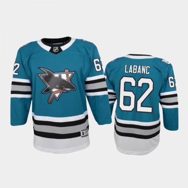 Youth San Jose Sharks Kevin Labanc #62 30th Anniversary 2020-21 Heritage Premier Teal Jersey