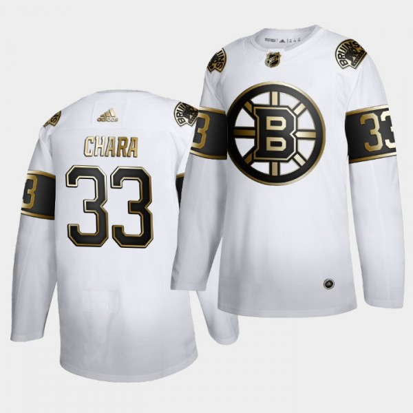 Zdeno Chara #33 NHL Bruins Golden Edition White Li...