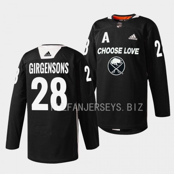 Buffalo Sabres 2023 Choose Love Night Zemgus Girgensons #28 Black Jersey Warm-up